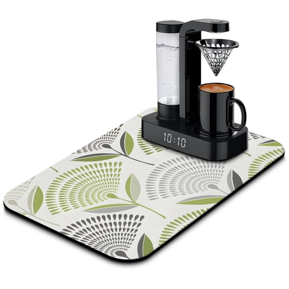 Remarkable Absorbency Vintage Flower Coffee Mat, 19.5x12in - Non-Slip, Rubber-Backed Dish Drying Mats for Kitchen Counter, Coffee Drying Mat Diatomaceous Material for Superior Drying