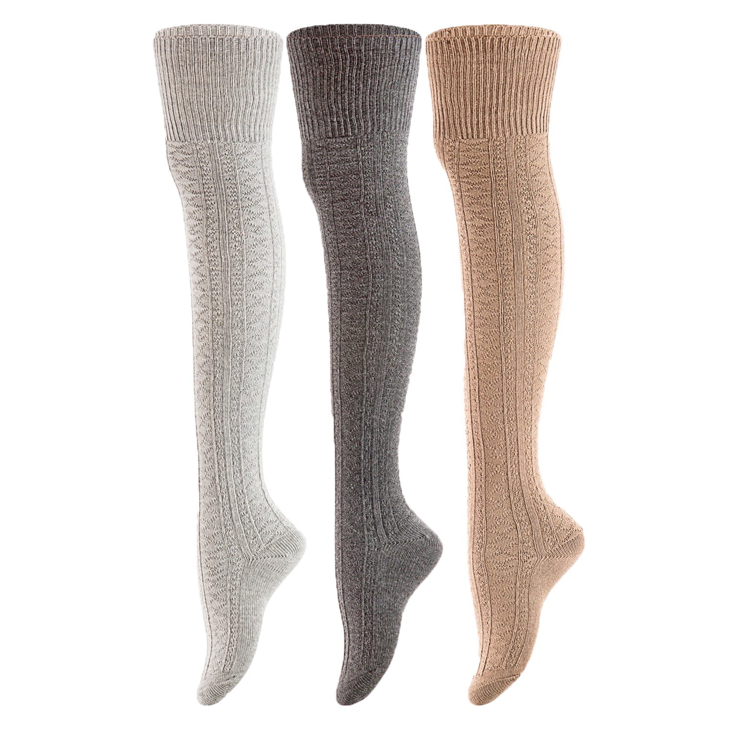 Remarkable Big Girl's Women's 3 Pairs Thigh High Cotton Socks Long ...