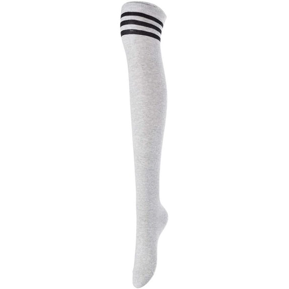 Remarkable Big Girls' Women's 4 Pairs Thigh High Cotton Socks, Long Lasting, Colorful and Fancy LBG1022 One Size (Light Grey)