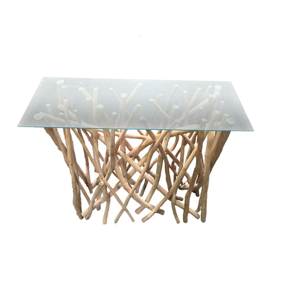 Root Table Glass Remarkable Root Table with Glass Top - Benzara - Walmart.com
