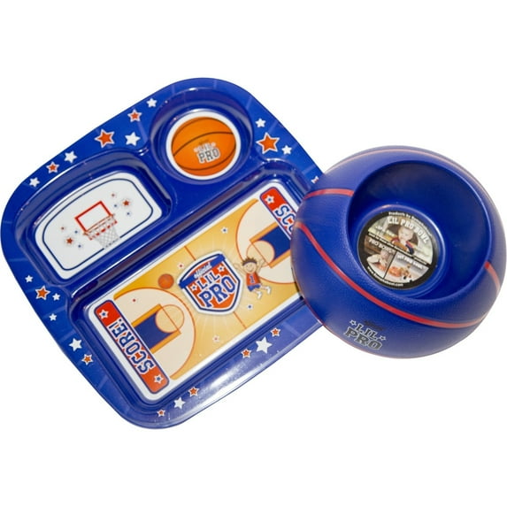 Remarkabowl Lil Pro Basketbowl Set w/ Plate & Bowl - Blue/Red
