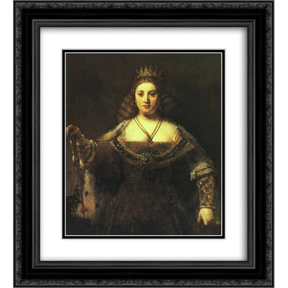 Rembrandt 2x Matted 20x22 Black Ornate Framed Art Print 'Juno'