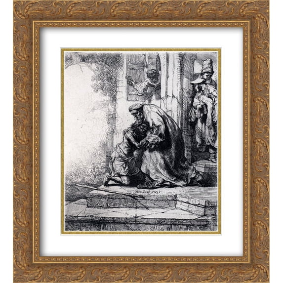 Rembrandt 2x Matted 20x22 Gold Ornate Framed Art Print 'The Return Of The Prodigal Son'