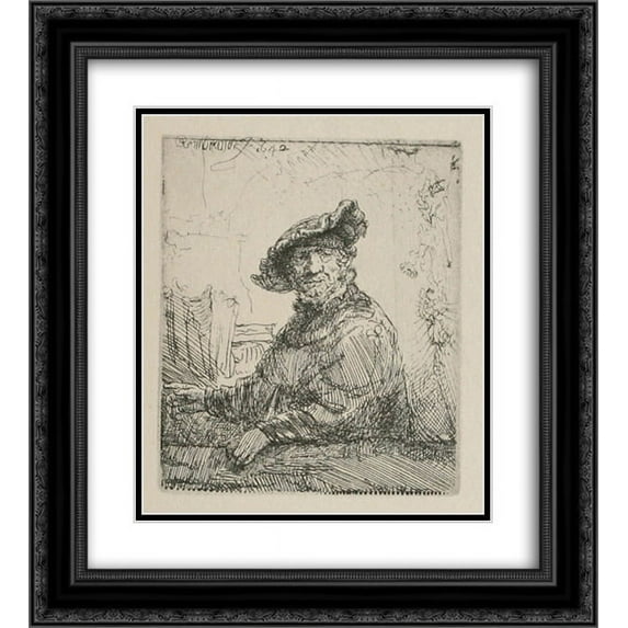 Rembrandt 2x Matted 20x24 Black Ornate Framed Art Print 'A Man in an Arboug'