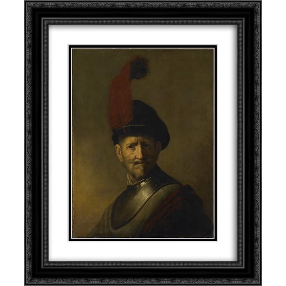 Rembrandt 2x Matted 20x24 Black Ornate Framed Art Print 'An Old Man in Military Costume (formerly called Portrait of Rembrandt's Father)'