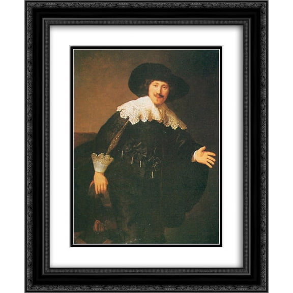 Rembrandt 2x Matted 20x24 Black Ornate Framed Art Print 'Man Standing Up'