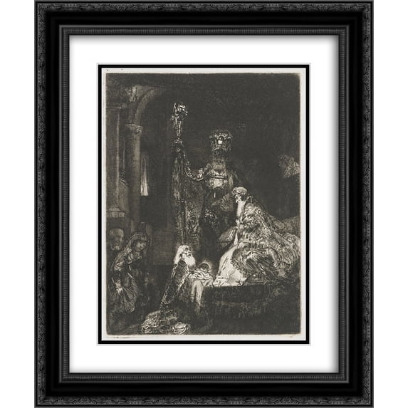 Rembrandt 2x Matted 20x24 Black Ornate Framed Art Print 'Presentation in the Temple'