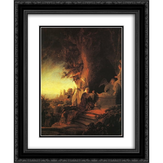 Rembrandt 2x Matted 20x24 Black Ornate Framed Art Print 'The Risen Christ Appearing to Mary Magdalen'