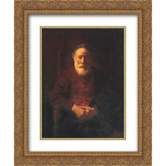 Rembrandt 2x Matted 20x24 Gold Ornate Framed Art Print 'Portrait of an Old Man in Red'