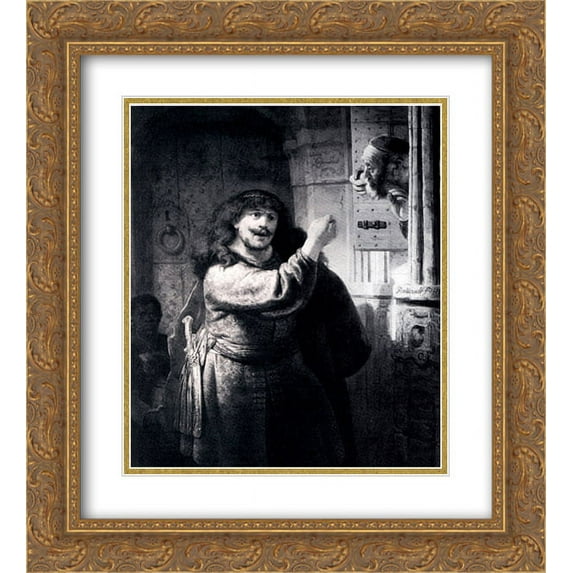 Rembrandt 2x Matted 20x24 Gold Ornate Framed Art Print 'Samson Threatening His Father-in-Law'