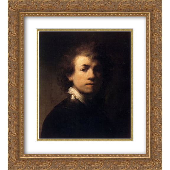 Rembrandt 2x Matted 20x24 Gold Ornate Framed Art Print 'Self-portrait In A Gorget'
