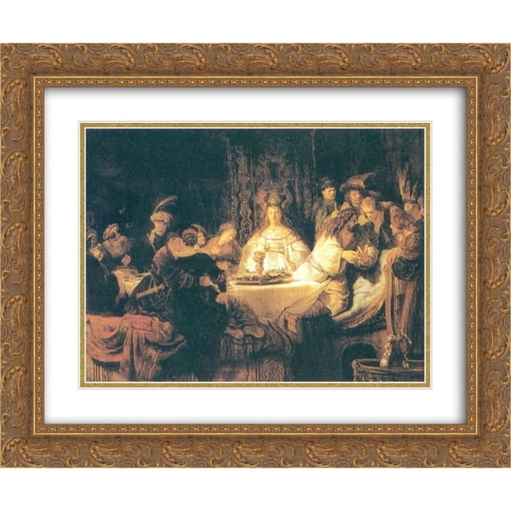 Rembrandt 2x Matted 24x20 Gold Ornate Framed Art Print 'Samson at the Wedding'