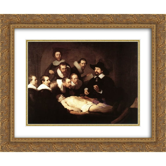 Rembrandt 2x Matted 24x20 Gold Ornate Framed Art Print 'The Anatomy Lecture of Dr. Nicolaes Tulp'