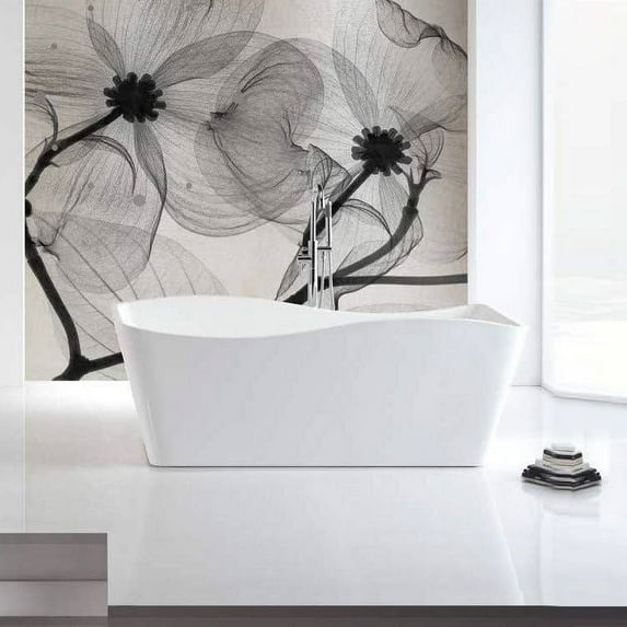 Rembrandt 59 Inch Acrylic Double Ended Freestanding Tub - No Faucet Drillings