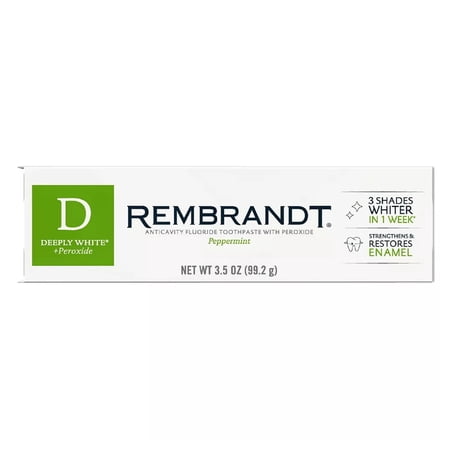 Rembrandt Anticavity Fluoride Toothpaste With Peroxide, Peppermint Flavor, 3.5 Oz..