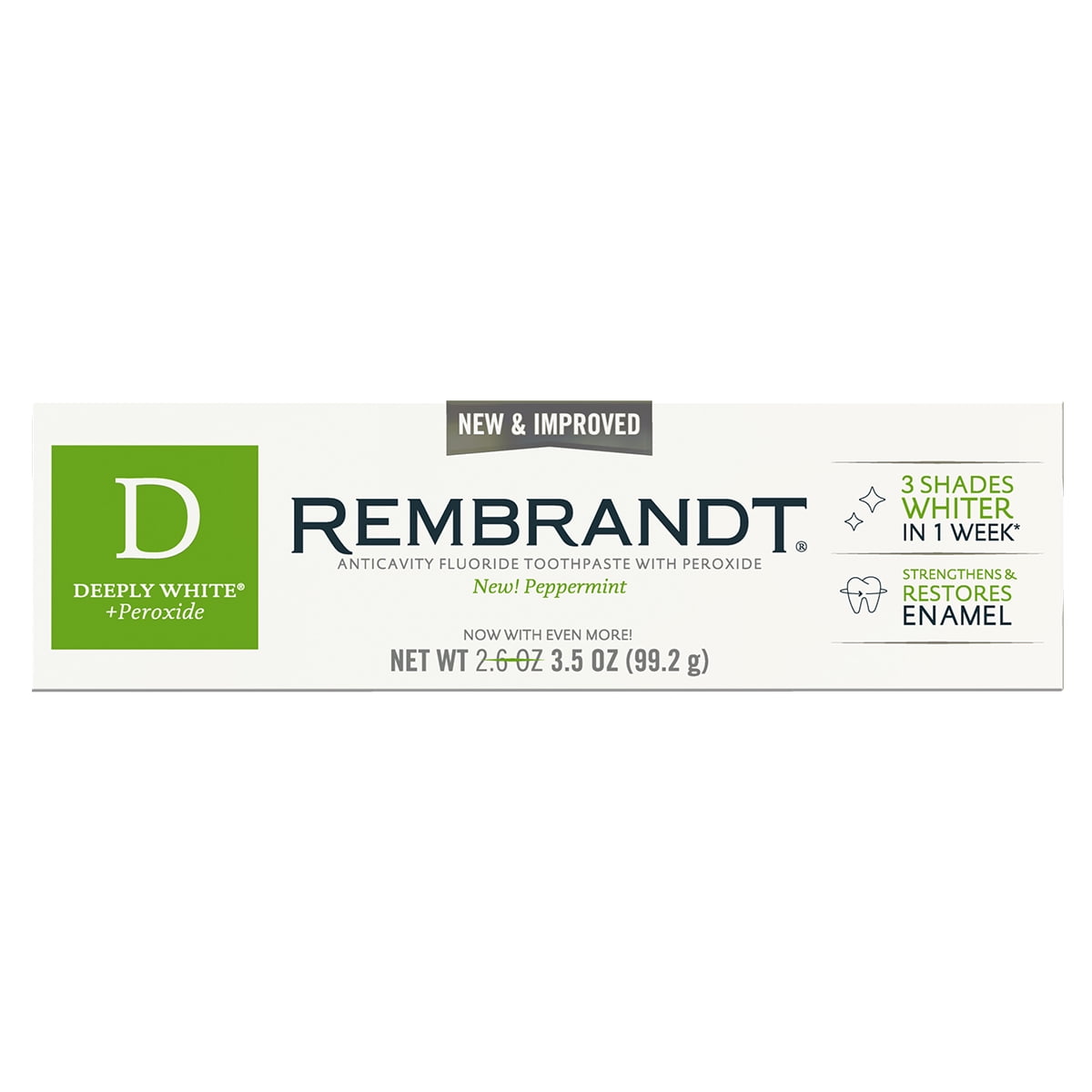 Rembrandt Deeply White + Peroxide Whitening Toothpaste, Hydrogen Teeth ...