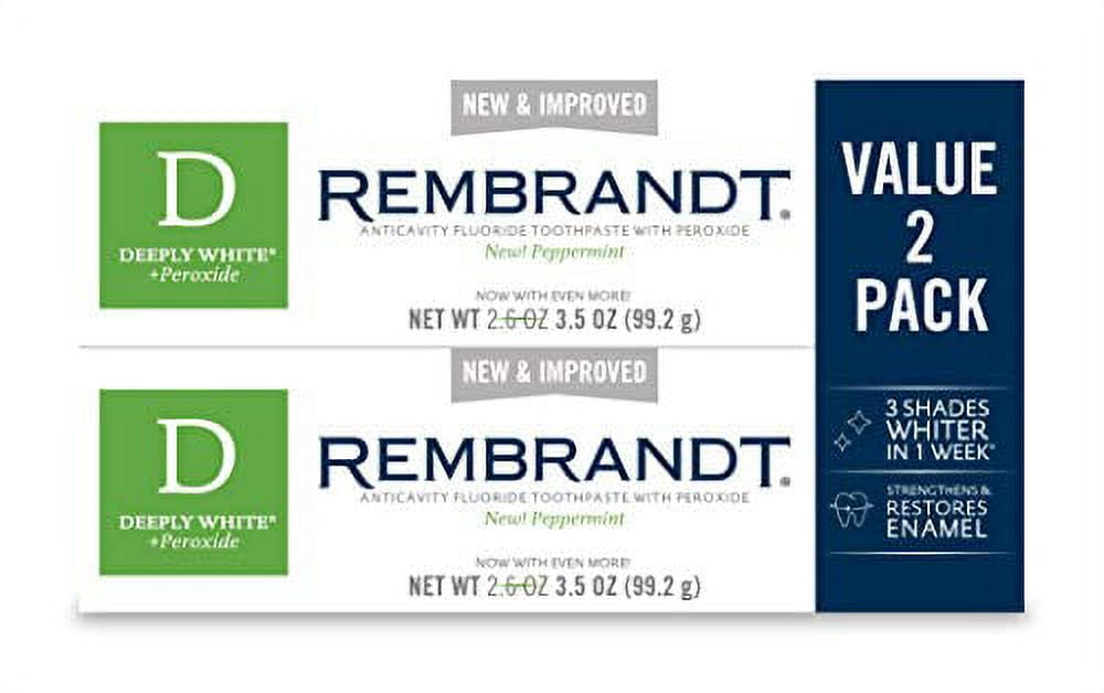 Rembrandt Deeply White + Peroxide Whitening Toothpaste, Peppermint ...