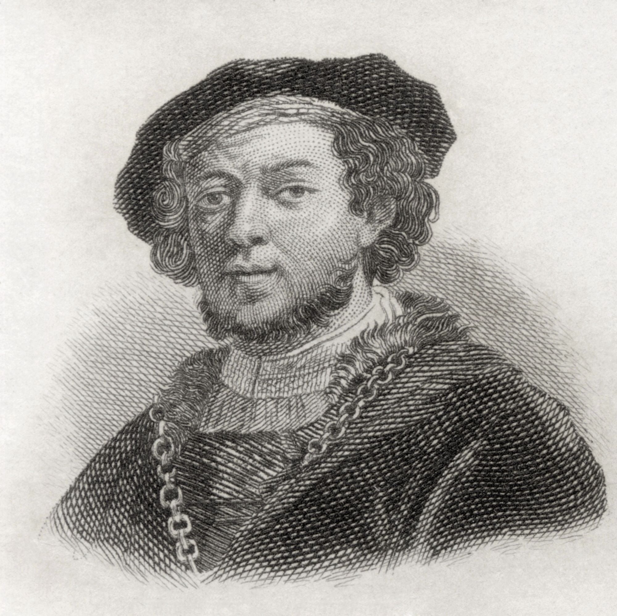 Rembrandt Harmenszoon Van Rijn 1606 To 1669 Dutch Painter And Etcher From Crabbs Historical Dictionary Published 1825 Canvas Art - Ken Welsh Design Pics (24 x 24)