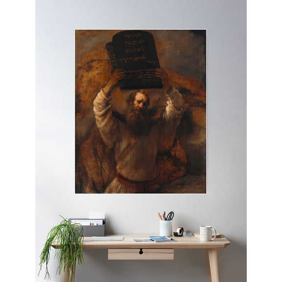 Rembrandt - Moses With The Ten Commandments Poster Wall Art, Modern Wall Decor For Living Room Bedroom, 24x36 UNFRAMED