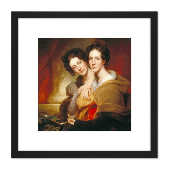 Rembrandt Peale The Sisters Eleanor And Rosalba Peale 8X8 Inch Square Wooden Framed Wall Art Print Picture with Mount