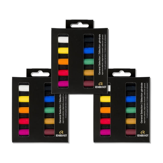 Rembrandt Soft Pastel Micro Set, 10-Piece Half Sticks, General Selection - 3 Pack