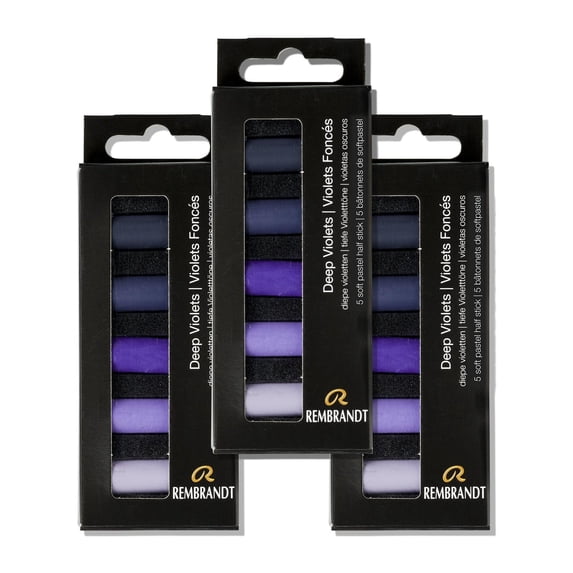 Rembrandt Soft Pastel Micro Set, 5-Piece Half Sticks, Deep Violets - 3 Pack