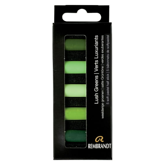 Rembrandt Soft Pastel Set, Half-Stick, 5-Colors, Lush Greens