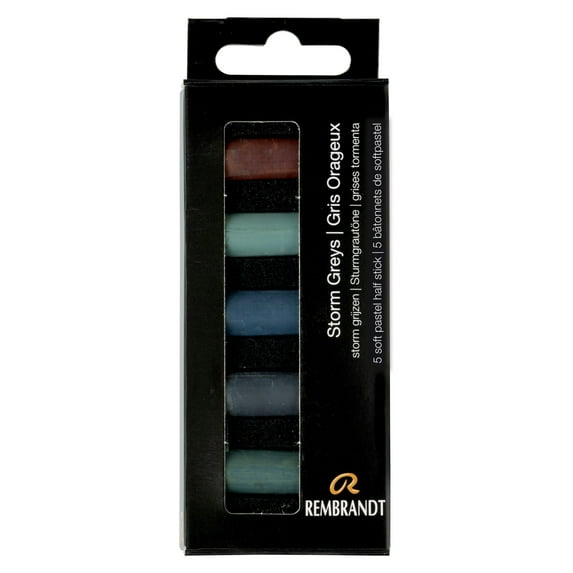 Rembrandt Soft Pastel Set, Half-Stick, 5-Colors, Storm Grays