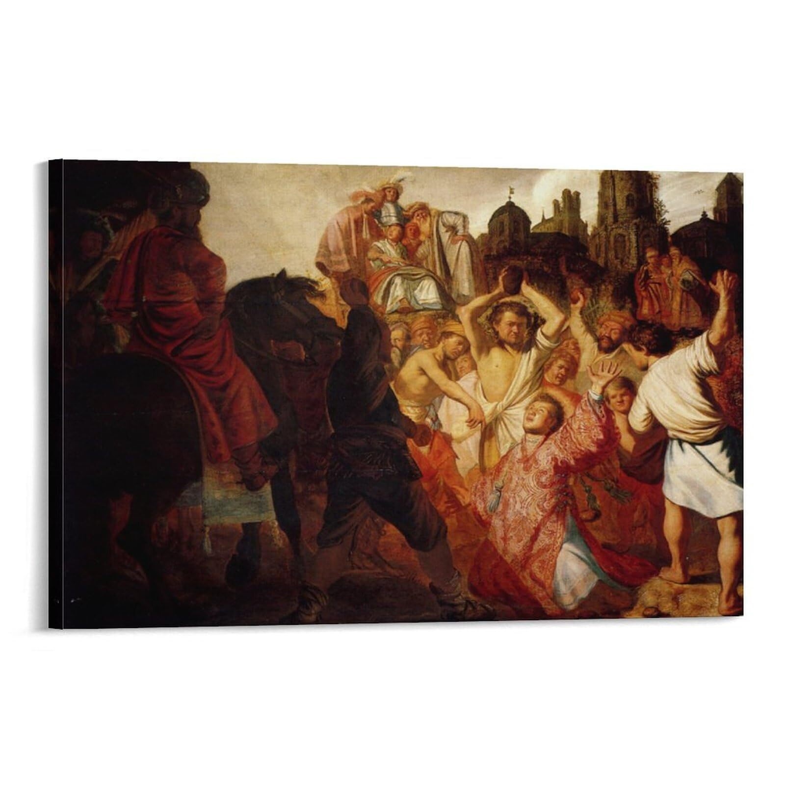 Rembrandt The Stoning of St Stephen Print Photo Art Painting Canvas ...
