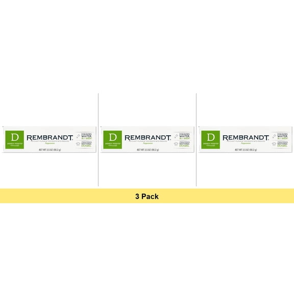 Rembrandt Toothpaste Deeply White + Peroxide Peppermint 3.5 oz - 3 Pack