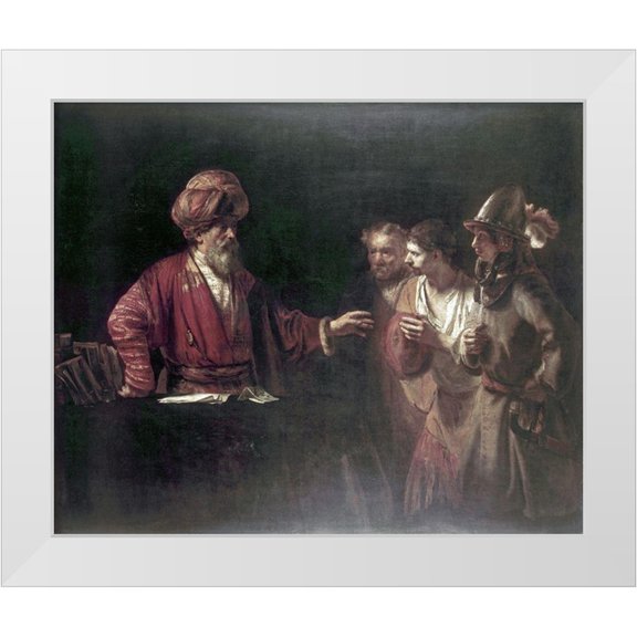 Rembrandt Van Rijn, 14x12 White Modern Wood Framed Museum Art Print Titled - Centurion Cornelius