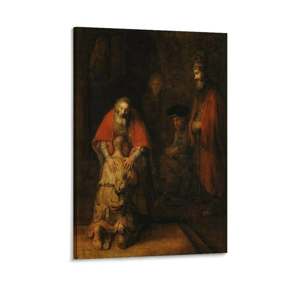 Rembrandt Van Rijn Poster Return of The Prodigal Son Painting On Canvas Wall Art Poster Scroll Picture Print Living Room Walls Decor Home Posters 12x18inch(30x45cm)