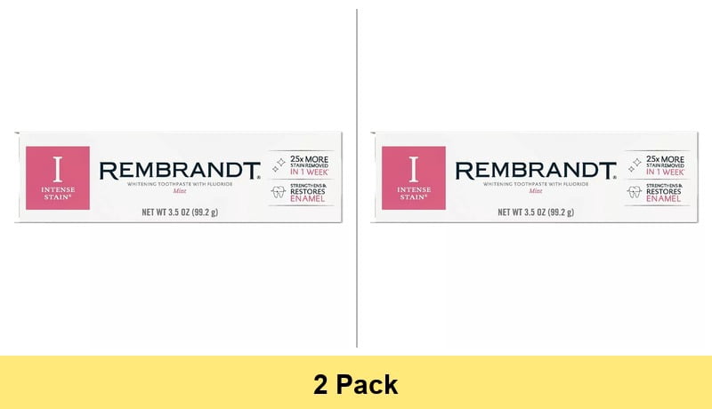 Rembrandt Whitening Toothpaste Intense Stain Whitening Mint Flavor 3.52 oz - 2 Pack