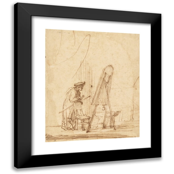 Rembrandt van Rijn 12x14 Black Modern Framed Museum Art Print Titled - An Artist in His Studio (1630)