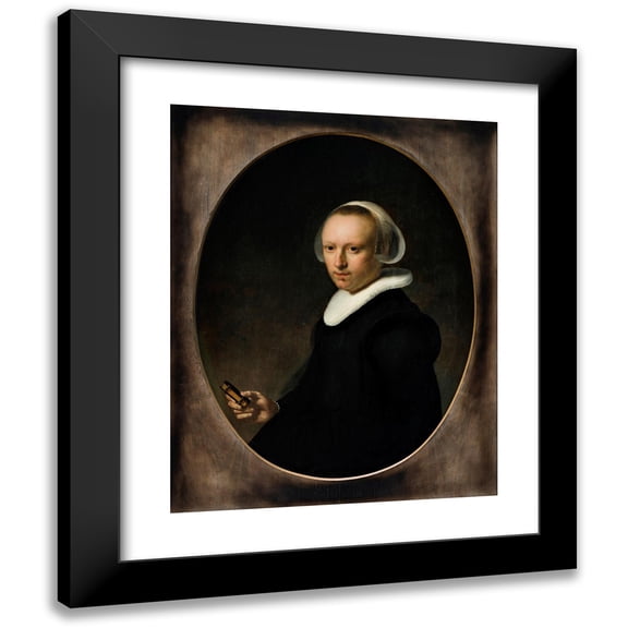 Rembrandt van Rijn 12x14 Black Modern Framed Museum Art Print Titled - Portrait of a 39-Year-Old Woman (1632)