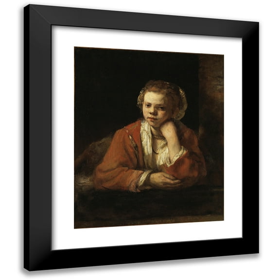 Rembrandt van Rijn 12x14 Black Modern Framed Museum Art Print Titled - The Kitchen Maid (1651)