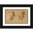 thumbnail image 1 of Rembrandt van Rijn 14x10 Black Ornate Wood Framed Double Matted Museum Art Print Titled: Two Studies of the Head of an Old Man (1626), 1 of 5