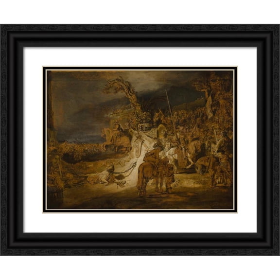 Rembrandt van Rijn 14x11 Black Ornate Wood Framed Double Matted Museum Art Print Titled: The Concord of the State (Between 1635 and 1641)
