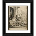 thumbnail image 1 of Rembrandt van Rijn 15x18 Black Ornate Wood Framed Double Matted Museum Art Print Titled - Abraham Entertaining the Angels (1656), 1 of 5
