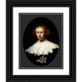 thumbnail image 1 of Rembrandt van Rijn 15x18 Black Ornate Wood Framed Double Matted Museum Art Print Titled - Portrait of a Young Woman, 1 of 5