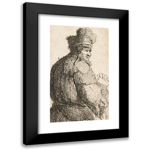Rembrandt van Rijn 16x24 Black Modern Framed Museum Art Print Titled - Old Man Seen from Behind; Profile to Right; Half Figure (1629 - 1632)