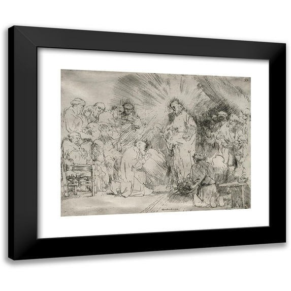 Rembrandt van Rijn 18x15 Black Modern Framed Museum Art Print Titled - Christ Appearing to the Apostles (1656)