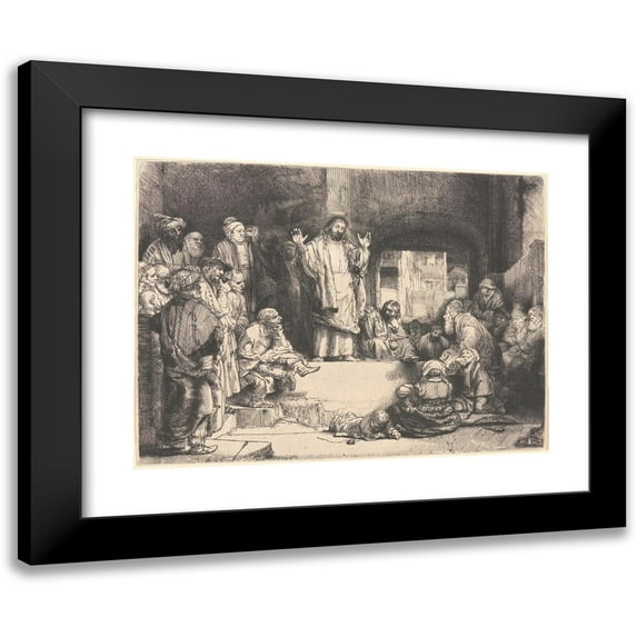 Rembrandt van Rijn 18x15 Black Modern Framed Museum Art Print Titled - Christ Preaching (ca. 1652)