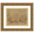 thumbnail image 1 of Rembrandt van Rijn 18x15 Gold Ornate Wood Frame and Double Matted Museum Art Print Titled - A Wooded Road (1650), 1 of 4