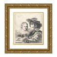 thumbnail image 1 of Rembrandt van Rijn 20x22 Gold Ornate Framed and Double Matted Museum Art Print Titled - Rembrandt and His Wife Saskia (1636), 1 of 4