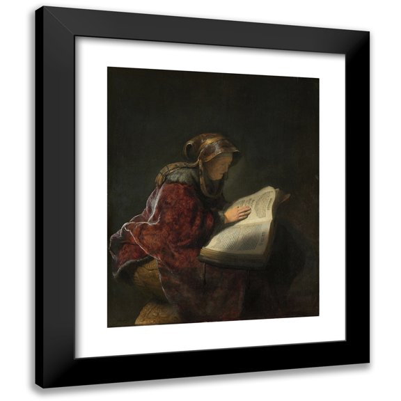 Rembrandt van Rijn 20x24 Black Modern Framed Museum Art Print Titled - Old Woman Reading (1631)