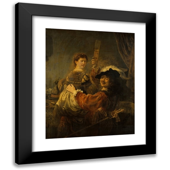 Rembrandt van Rijn 20x24 Black Modern Framed Museum Art Print Titled - Rembrandt and Saskia in the Scene of the Prodigal Son (circa 1635)