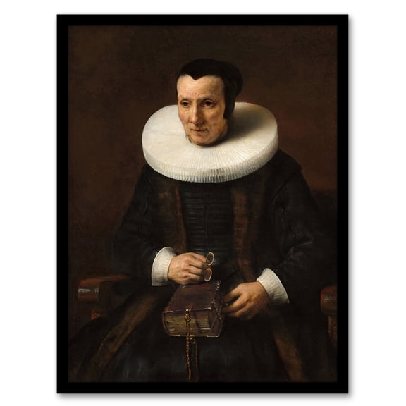 Rembrandt van Rijn Old Lady with a Book Portrait Framed Wall Art Print A4