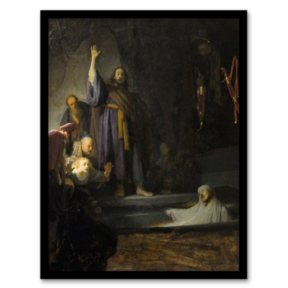 Rembrandt van Rijn The Raising of Lazarus Oil Painting Framed Wall Art Print A3