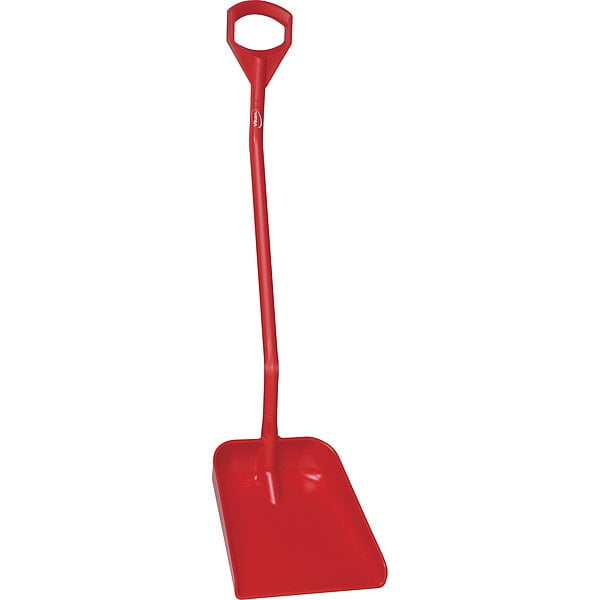 Remco Ergonomic Square Point Shovel, Polypropylene Blade, 51.2 in L, Red 56014